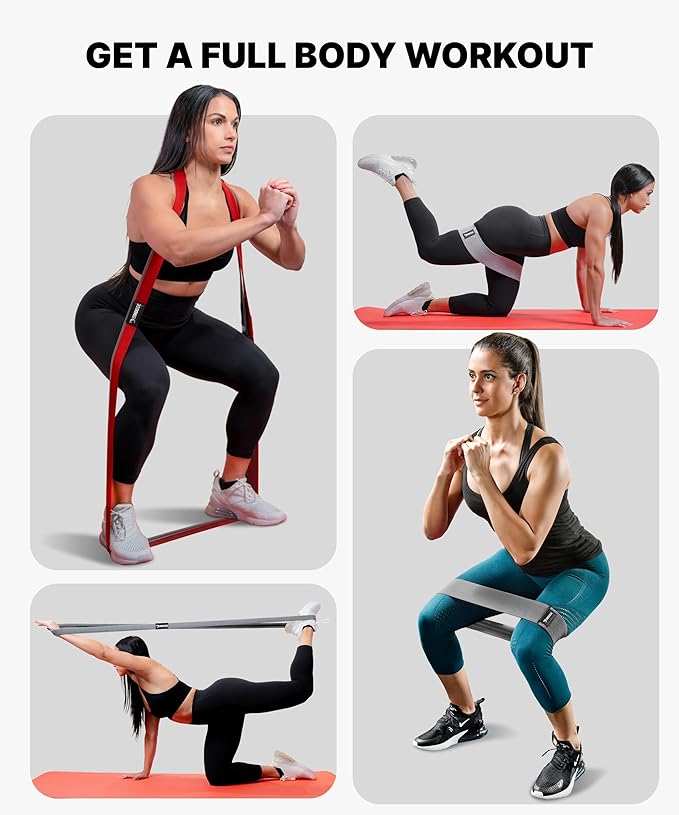 DMoose Fitness Fabric Resistance Bands for Full Body Exercises - Non-Slip Thick Cloth Stretch Band