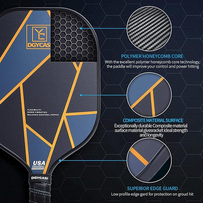 YC DGYCASI Pickleball Paddles Set of 4, USAPA Approved Pickleball Set, 4 Carbon Fiber Pickleball
