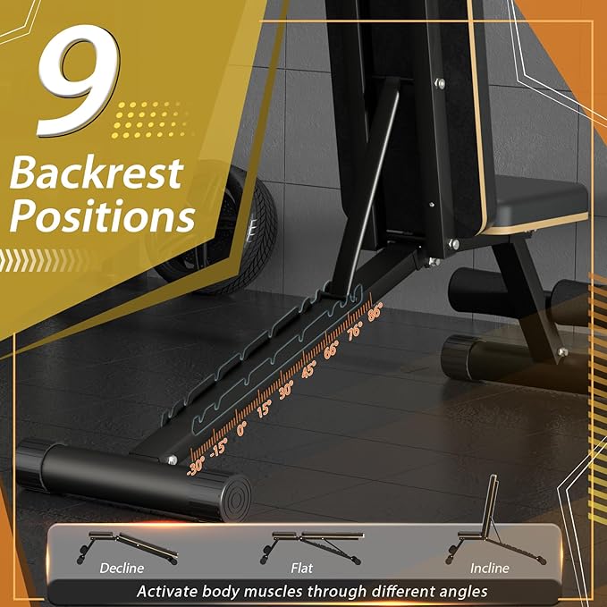 Adjustable Weight Bench - Heavy-Duty Foldable Workout Bench for Home Gym, 660 LBS Capacity, Incline