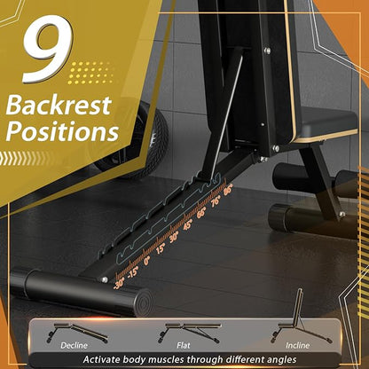 Adjustable Weight Bench - Heavy-Duty Foldable Workout Bench for Home Gym, 660 LBS Capacity, Incline