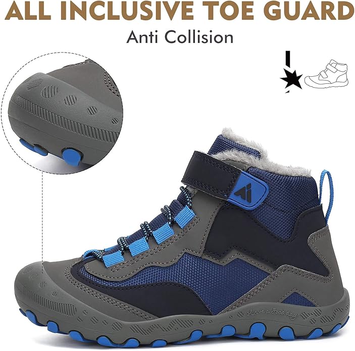 Mishansha Kids Hiking Boots Toddler Girls Boys Hiking Shoes Water-Resistant Anti-Collision Non-Slip