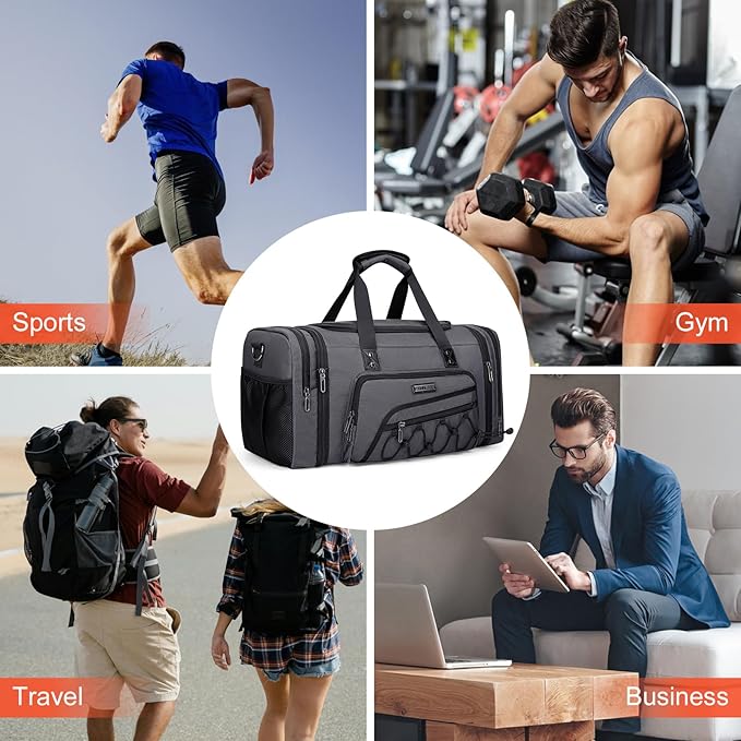 WITZMAN Duffle Bag for Men Nylon Large Gym Weekender Bag with Shoe Compartment Expandable Carry on