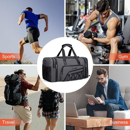WITZMAN Duffle Bag for Men Nylon Large Gym Weekender Bag with Shoe Compartment Expandable Carry on