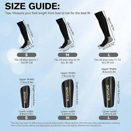 Youth Soccer Shin Guard Socks, Built-in Protective Pads, Kids Knee High Football Athletic Team