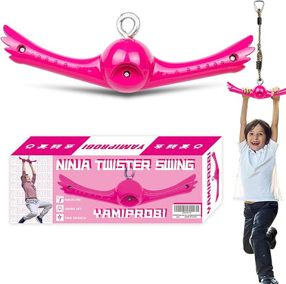 Ninja-Twister Swing Spins Set: Slackline Attachments - 360° Handle Twist-Spin Flips Toy Activate