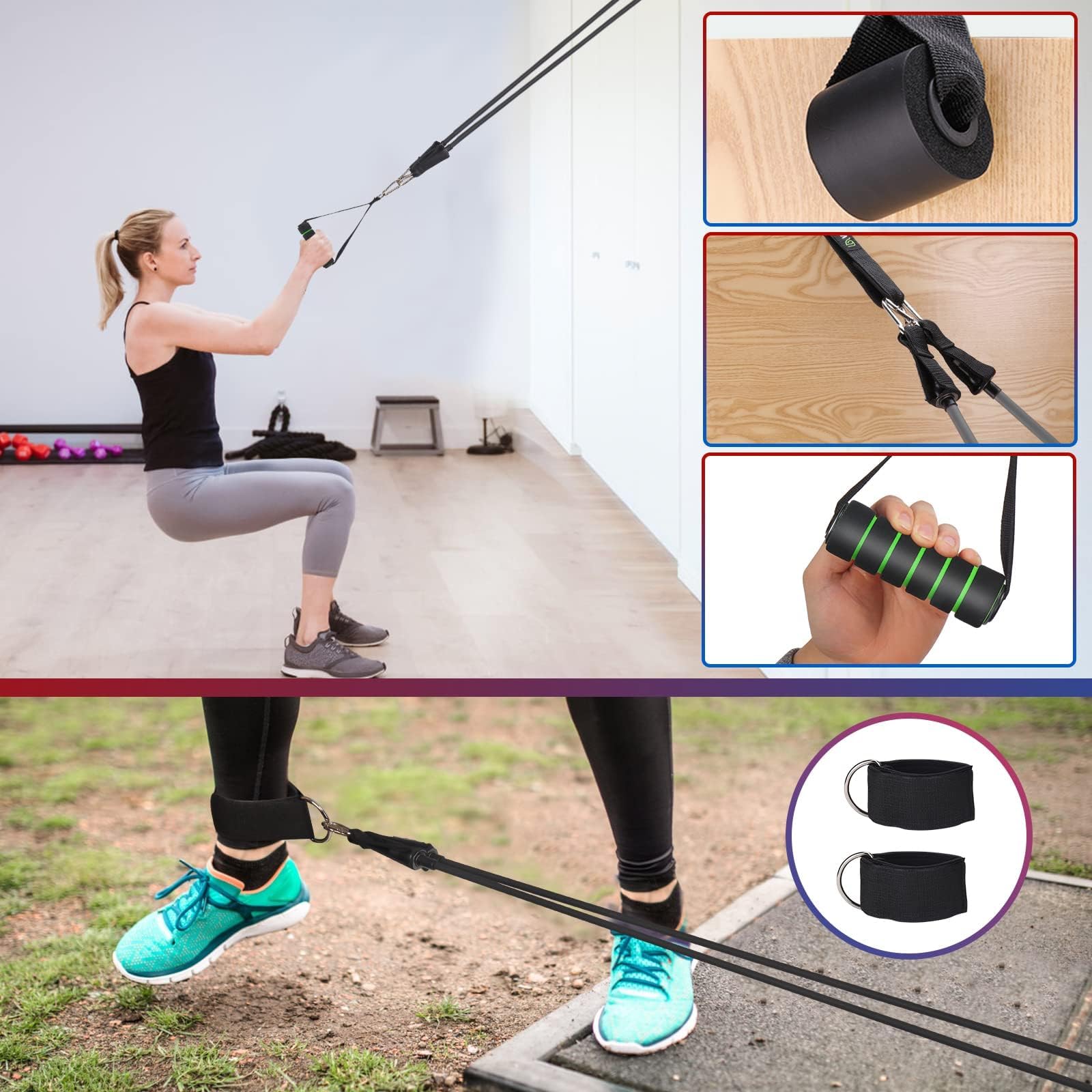 WIKDAY Exercise Resistance Bands with Handles for Working Out, Multicolor