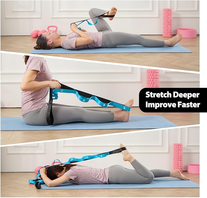 Stretching Strap with 10 Loops-Yoga Strap for Physical Therapy,Home Workout,Pilate & Flexibility