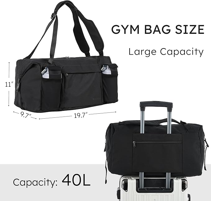 Gym Bag for Men with 2 Upgraded Bottle Holders Convertible Duffle Bag and Gym Backpack Waterproof