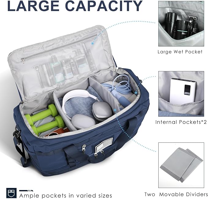 ETRONIK Travel Bag for Men Women, Gym Bag & Tactical Duffle Bags for Travel, Carry on with Toiletry
