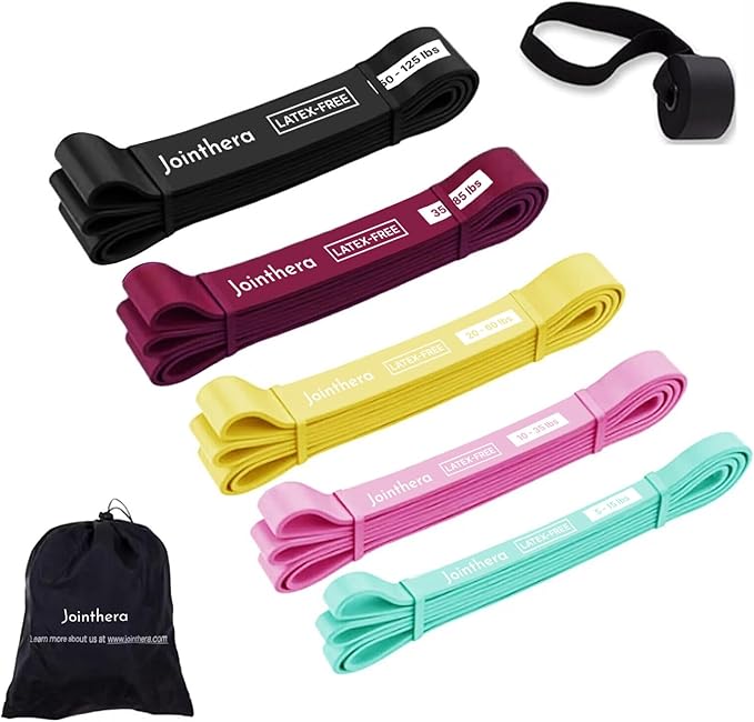 Premium Latex Free Resistance Bands for Working Out - Set of 5 + Carrying Bag | Non Latex Pull Up