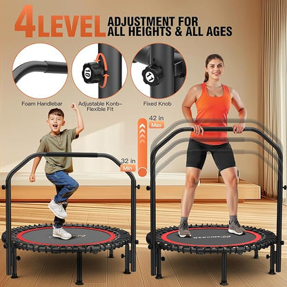 Bungee Rebounder Trampoline,ANCHEER 40" Foldable Fitness Trampoline with 4-Level Adjustable