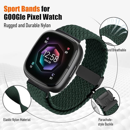 Braided Stretchy Band for Fitbit Versa 4/Versa 3/Sense 2/Sense Watch Band Women Men,Parachute-style