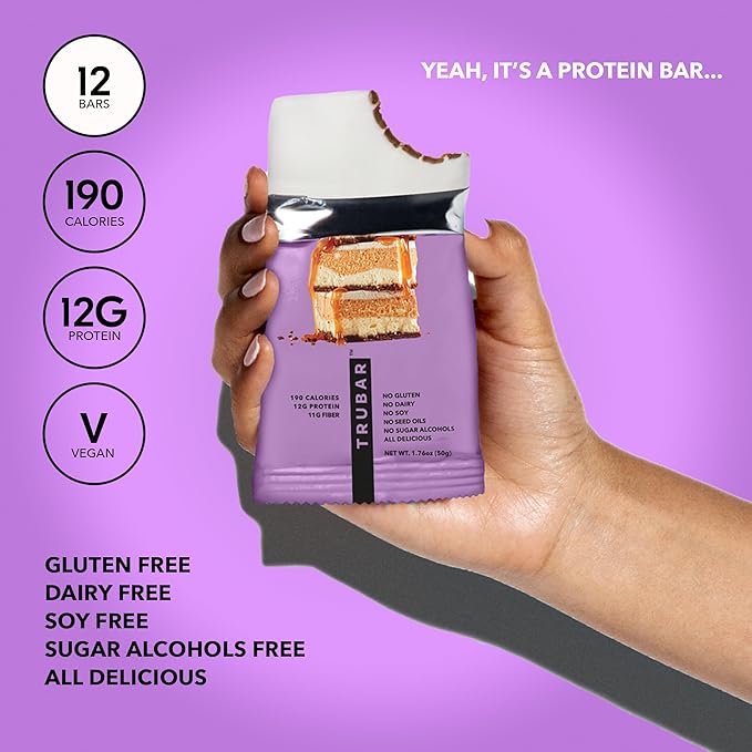 TRUBAR Vegan Protein Bar, Whole Lotta Macchiato, Gluten Free, Plant Based Protein, Dairy Free, Non
