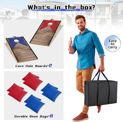 Portable Cornhole Board Set with Bean Bags 2 ft x 1 ft or 3 ft x2 ft or 10.16 * 5.04 Inch Foldable