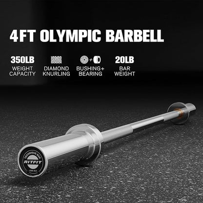 RITFIT Olympic Barbell 4ft/4.8ft/6ft - 2 Inch Weight Bar for Strength Training, Weightlifting