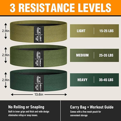 Fabric Resistance Bands for Working Out - Exercise Bands for Women and Men, Booty Bands for Legs