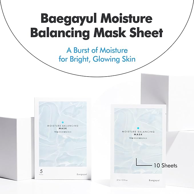 Moisture Balancing Sheet Mask 10EA - Hydrating & Soothing Facial Mask with Hyaluronic Acid, Glow