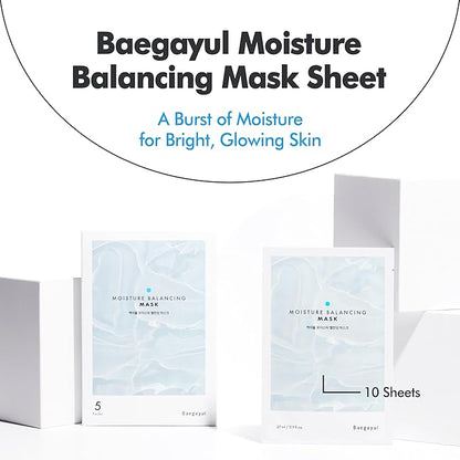 Moisture Balancing Sheet Mask 10EA - Hydrating & Soothing Facial Mask with Hyaluronic Acid, Glow