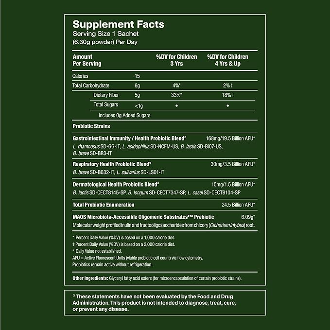 Seed PDS-08 Pediatric Daily Synbiotic - Fiber-Based Prebiotic & Probiotic for Kids - Digestive
