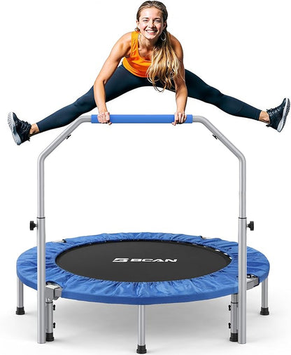BCAN 40/48" Foldable Mini Trampoline Max Load 330lbs/440lbs, Fitness Rebounder with Adjustable Foam