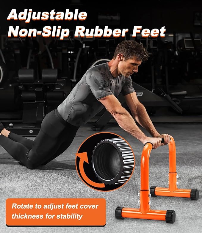 Push Up Bar, 12 Inch High Non-Slip Parallettes Bars & Dip Bars With Foam Handles, Heavy-Duty No