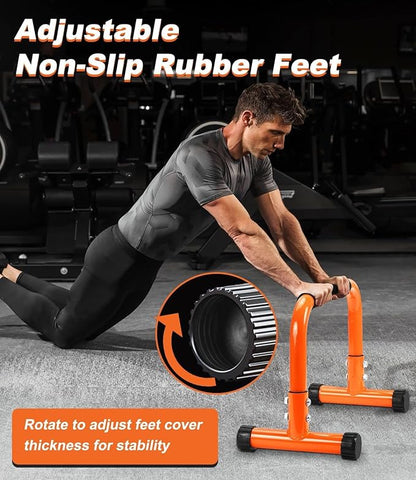 Push Up Bar, 12 Inch High Non-Slip Parallettes Bars & Dip Bars With Foam Handles, Heavy-Duty No