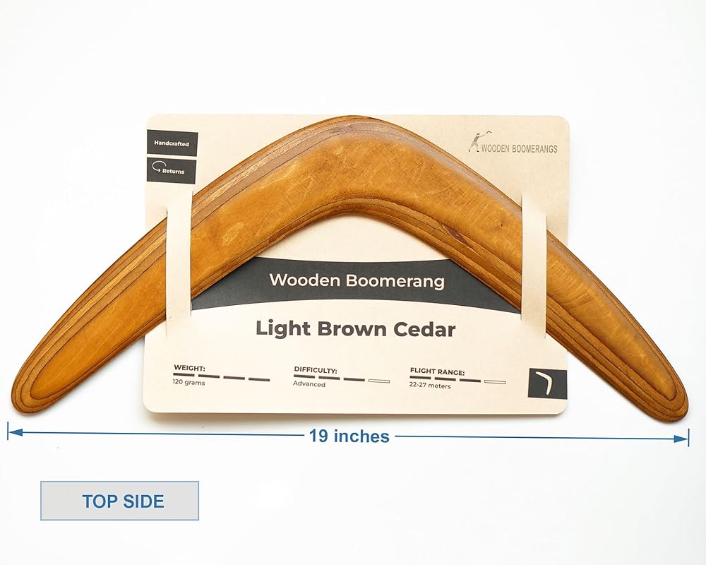 Masterfully Handcrafted Wooden Boomerang | Huge Size – 18 Inches | Flight-Tested, 100-Yard Range |