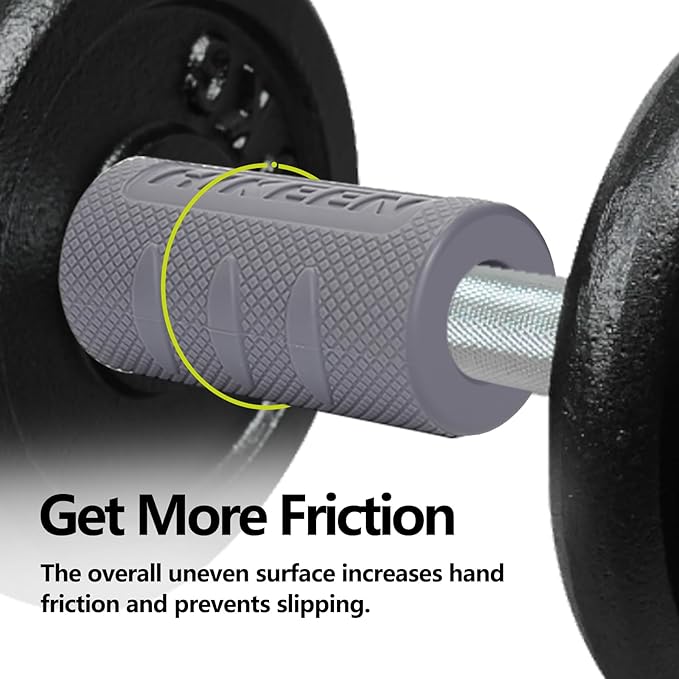 Hikeen Thick Bar Dumbbell Grips,Non Slip Hard Rubber Barbell Grips,Grips for Weight Lifting, Muscle