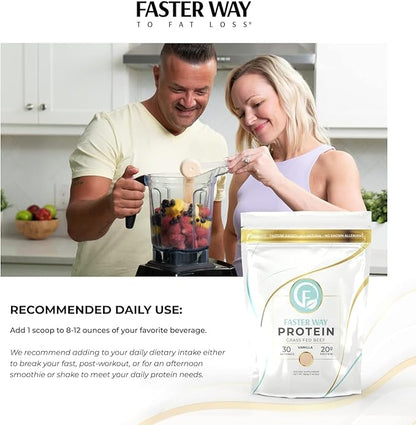 Faster Way - Protein Powder - Hydrolyzed Grass Fed Beef - 20g of Protein Per Serving - Muscle