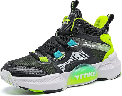 JMFCHI Kids Basketball Shoes High-top Sports Shoes Sneakers Durable Lace-up Non-Slip Running Shoes