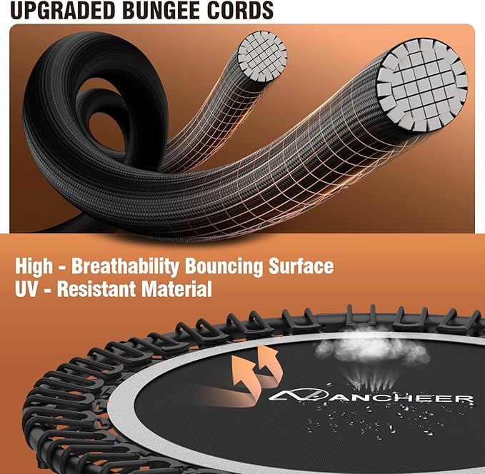Bungee Rebounder Trampoline,ANCHEER 40" Foldable Fitness Trampoline with 4-Level Adjustable