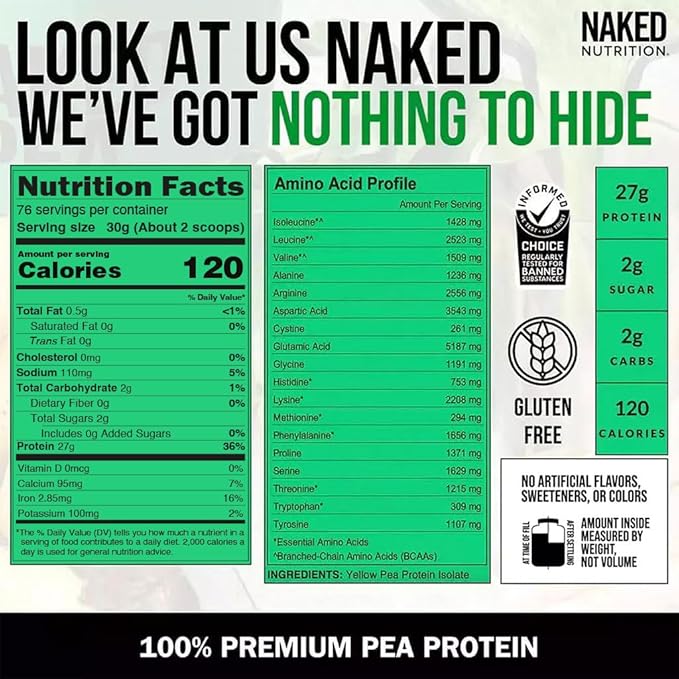 NAKED Pea - 5LB 100% Pea Protein Powder from North American Farms - Unflavored Vegan Pea Protein