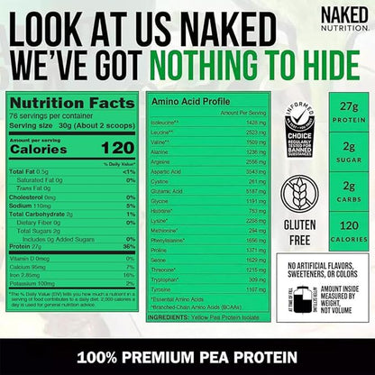 NAKED Pea - 5LB 100% Pea Protein Powder from North American Farms - Unflavored Vegan Pea Protein