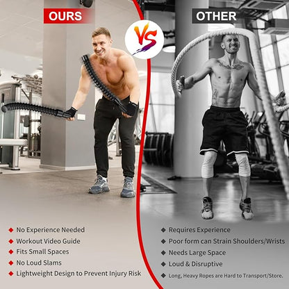 Ropeless Battle Ropes for HIIT Workouts, Cardio & Muscle Training, Low-Impact Cardio Training