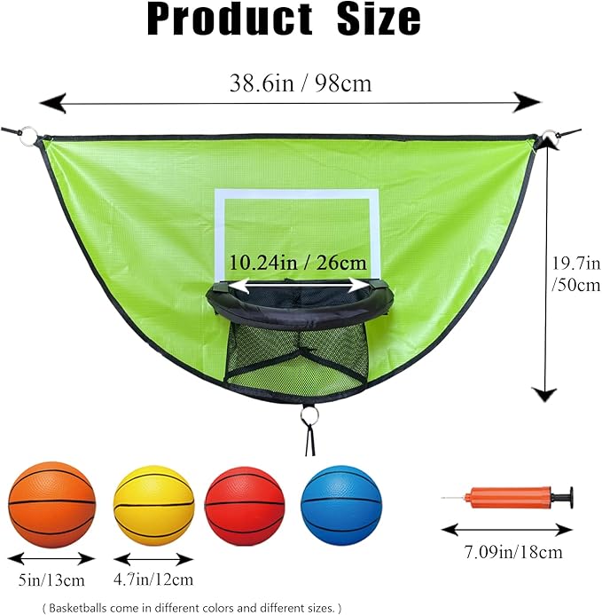 Trampoline Basketball Hoop, with Pump and 4 Mini Balls, Easy to Install, Universal Trampoline