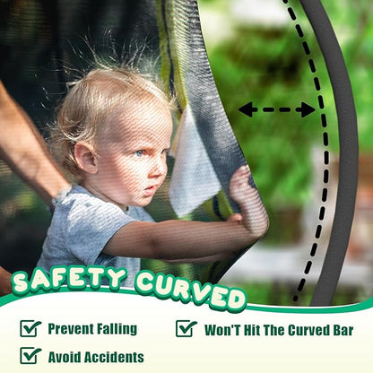 Trampoline 12FT 14FT 15FT 16FT for Kids/Adults - Outdoor Recreational with Enclosure Net Curved