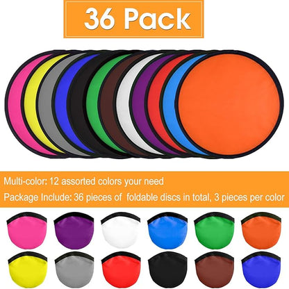 Mototo 36 Pieces Foldable Flying Disc Fans with Bag Folding Pocket Toy Set for Kids Fun Birthday