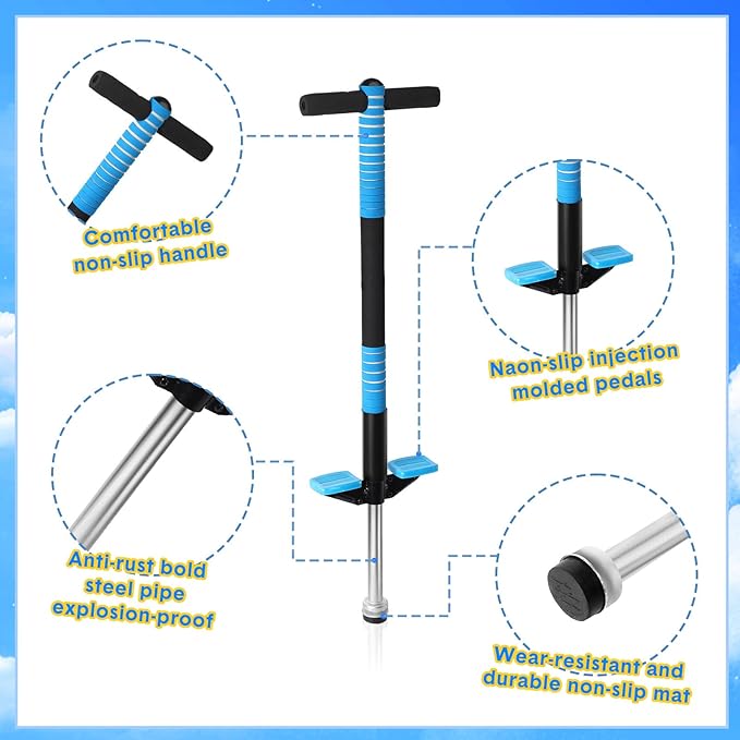 Leitee 2 Pack Pogo Stick for Kids Age 6 and Up, Suitable for 40-80 lbs, Soft Foam Jump Stick, Pogo