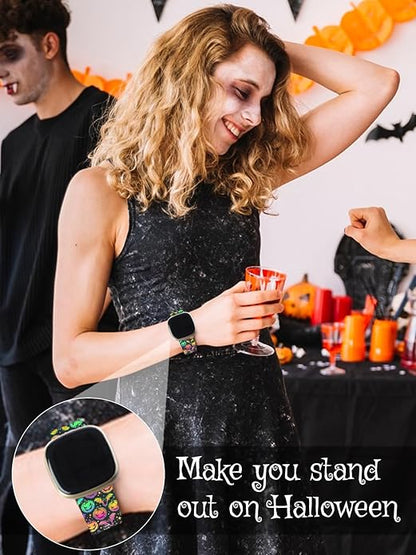 Watbro Halloween Holiday Band Compatible with Fitbit Versa 3 / Sense/Fitbit Versa 4 / Sense 2 Bands