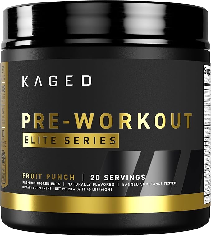 Kaged Pre Workout Elite Powder | Fruit Punch | Pre-Workout with Creatine, Beta Alanine