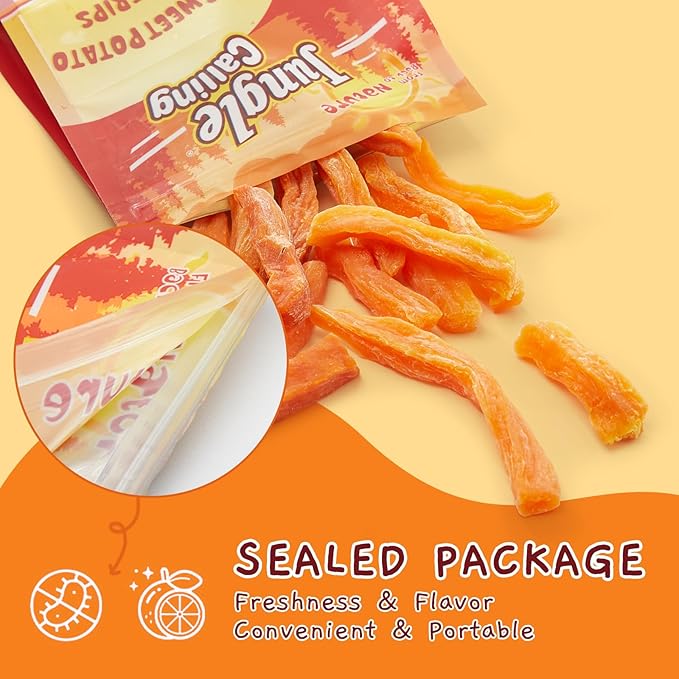Jungle Calling Sweet Potato Dog Treats,Low Fat Natural Soft Chews for Weight Management, Single