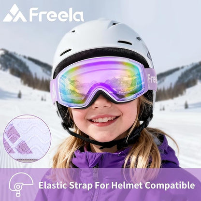 Freela Kids Ski Snowboard Goggles for Toddler(3-14) Youth Anti Fog Anti UV Goggles Girls Boys Snow