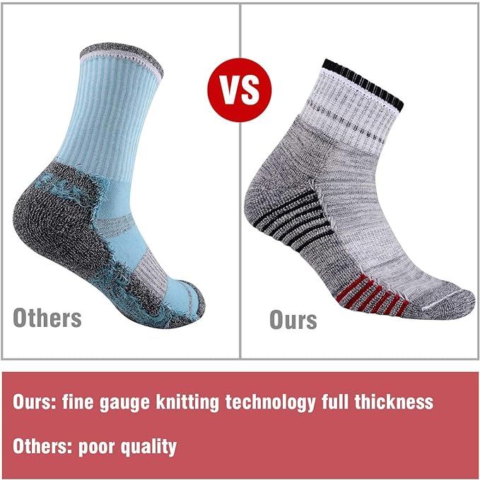 FEIDEER Men's Walking Hiking Socks, Wicking Cushion Quarter Crew Socks for Mens Outdoor Sports