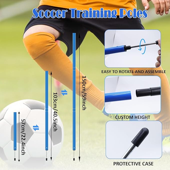 Speed & Agility Training Equipment-20ft Agility Ladder, 6 Poles, 12 Soccer Cones, Resistance