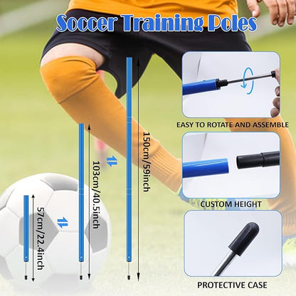 Speed & Agility Training Equipment-20ft Agility Ladder, 6 Poles, 12 Soccer Cones, Resistance