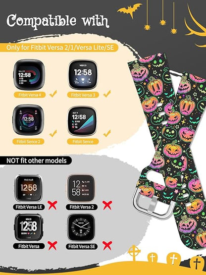 Watbro Halloween Holiday Band Compatible with Fitbit Versa 3 / Sense/Fitbit Versa 4 / Sense 2 Bands