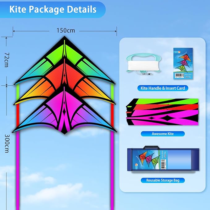 Large Delta Kite for Kids & Adults - Easy to Fly Outdoor Kites for Kids Ages 8-10, Perfect for