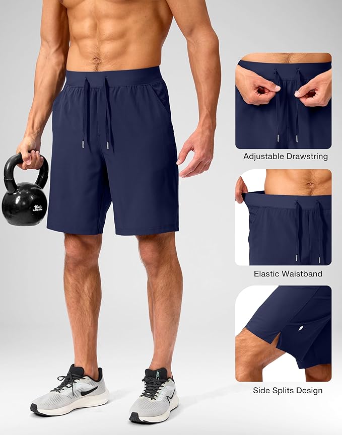 Men's Running Shorts with Zipper Pockets 9 Inch/ 7 Inch / 5 Inch Lightweight Quick Dry Gym Workout