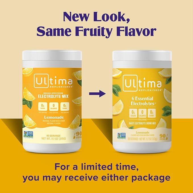 Ultima Replenisher Daily Electrolyte Powder Drink Mix ??Sugar Free ??Lemonade, 90 Servings