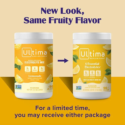 Ultima Replenisher Daily Electrolyte Powder Drink Mix ??Sugar Free ??Lemonade, 90 Servings